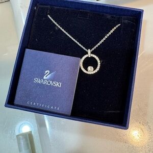 Swarovski Silver Necklace with Circular Crystal Pendant